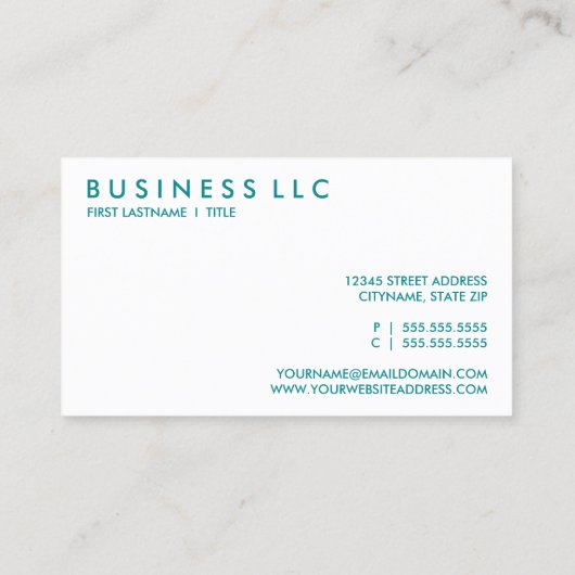 turkoois. visitekaartje (Achterkant)