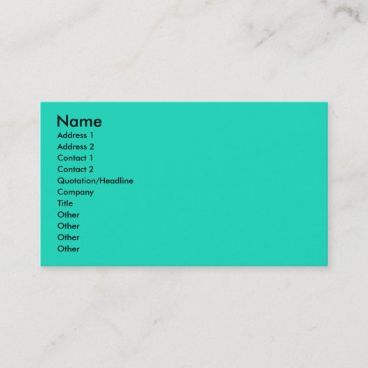 turkoois visitekaartje (Voorkant)