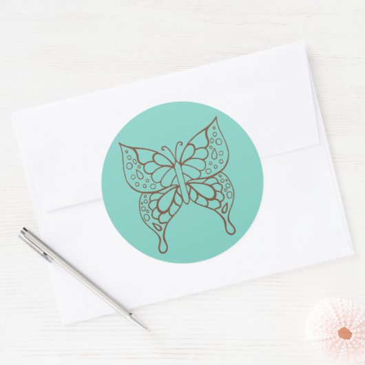 Turkoois Vlinder Stickers (Envelop)