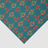 Turkoois Volkskunst Bloem Motief Print Knus Landel Tissuepapier (Detail)