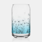 Turkoois Wildbloemen en Vlinders Blikvorm Glas (Voorkant)