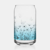 Turkoois Wildbloemen en Vlinders Blikvorm Glas (Achterkant)