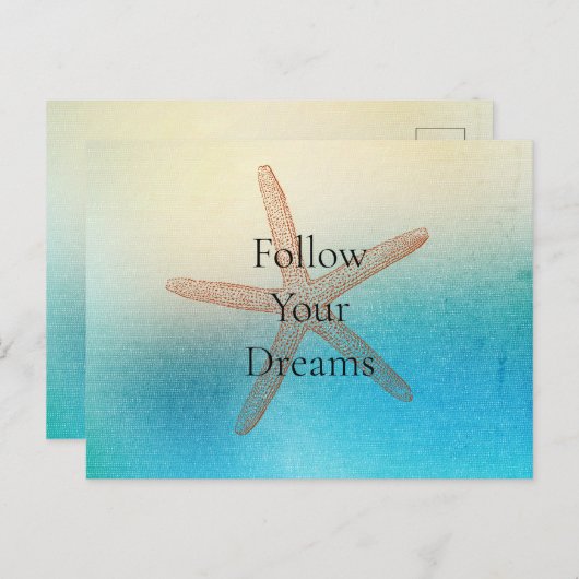 Turkoois Wit Aqua Blauw Strand Zeester Briefkaart (Voorkant / Achterkant)