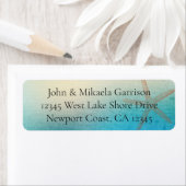 Turkoois Wit Aqua Blauw Strand Zeesterren Trouwen Etiket (Insitu)