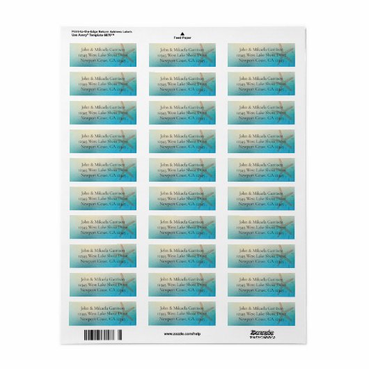 Turkoois Wit Aqua Blauw Strand Zeesterren Trouwen Etiket (Full Sheet)