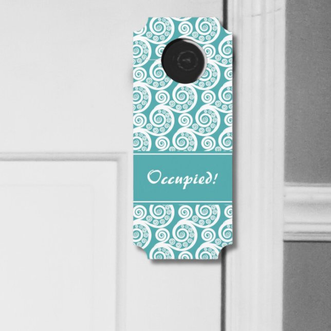  turkoois & wit botanisch varenblad deurhanger (Vintage Turquoise & White Botanical Fern Leaf Door Hanger)