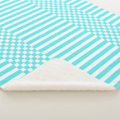 Turkoois & Wit Geometrische Controllers & Strepen Sherpa Deken (3/4)