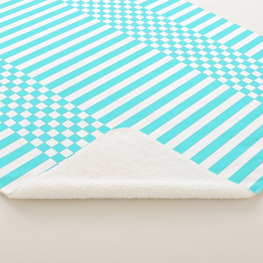 Turkoois & Wit Geometrische Controllers & Strepen Sherpa Deken (3/4)