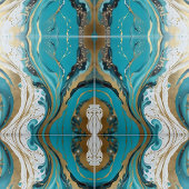 Turkoois wit marmer wervelen met gouden accenten tegeltje