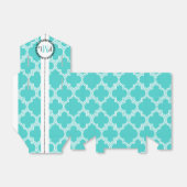 Turkoois, wit Marokkaans monogram bruiloft Bedankdoosjes (Uitgevouwen)