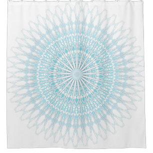 Turkoois Wit Ornament Mandala Douchegordijn