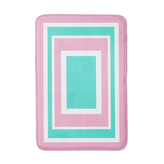 Turkoois Wit Roze Geometrisch Badmat (Voorkant Verticaal)