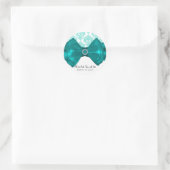 Turkoois & Witte Damast Chic Strik Glam Sweet 16 F Ronde Sticker (Tas)