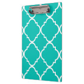 Turkoois Witte Groot Quatrefoil Patroon Klembord (Links)