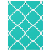 Turkoois Witte Groot Quatrefoil Patroon Klembord (Achterkant)