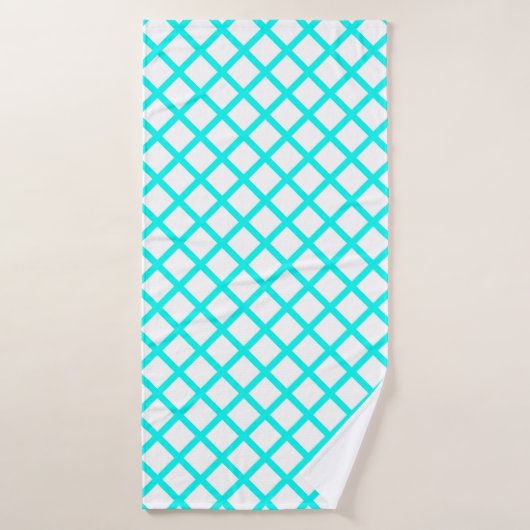 Turkoois Witte Harlekijn Diamant Strepen Patroon Badhanddoek (Badhanddoek)
