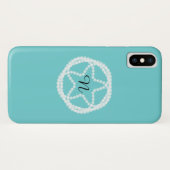Turkoois Witte Parel Ster Elegant Klasse Minimalis Case-Mate iPhone Case (Achterkant (horizontaal))