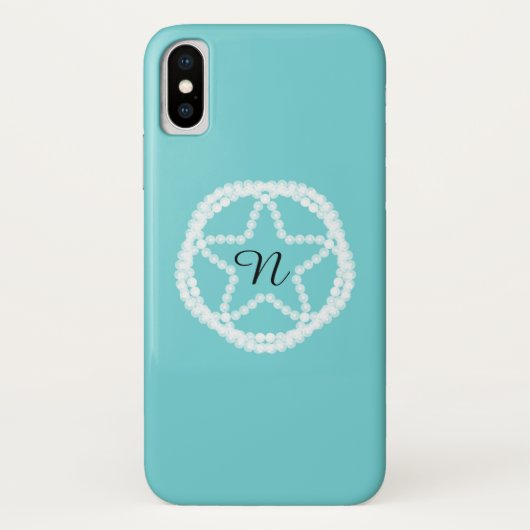 Turkoois Witte Parel Ster Elegant Klasse Minimalis Case-Mate iPhone Case (Achterkant)