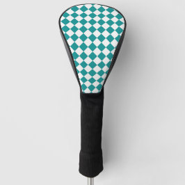Turkoois Witte Ruitpatroon Golfheadcover