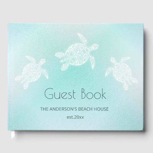 Turkoois Witte Schildpadden Gastenboek (Voorkant)