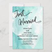 Turkoois Witte Waterverf Hart Net Getrouwd Lettert Kaart (Voorkant)