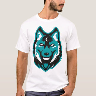Turkoois wolfskop t-shirt