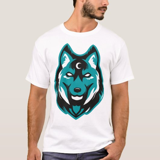 Turkoois wolfskop t-shirt (Voorkant)