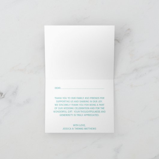 Turkoois Zeepaard Jute Strand Trouw Collectie Bedankkaart (Binnen)