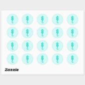 Turkoois Zeepaard Ronde Sticker (Vel)