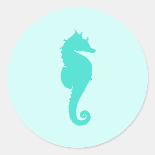 Turkoois Zeepaard Ronde Sticker (Voorkant)