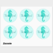 Turkoois Zeepaardje Dank Je Ronde Sticker (Vel)