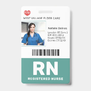 Turkoois Ziekenhuis Medewerker Pasje met Foto ID Badge