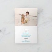 turkoois, zwart damast liefde harten bruiloft bedankkaart (Binnen)