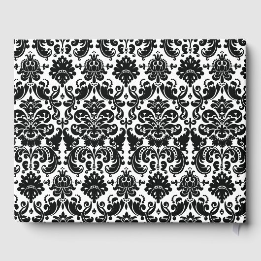 turkoois, zwart damast liefde harten bruiloft gastenboek (Achterkant)