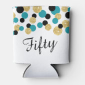 Turkoois, Zwart en Goud Glitter Confetti | 50ste Blikjeskoeler (Voorkant)