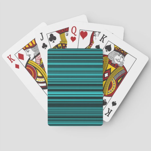 Turkoois Zwarte Strepen Pokerkaarten (Achterkant)