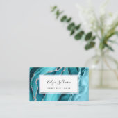 turkooisblauw agaat visitekaartje (Staand voorkant)