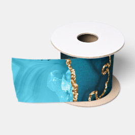 Turkooisblauw en gouden namaak glitters agaat satijnen lint