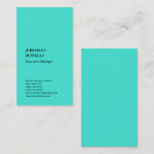 Turkooisblauw minimalistisch modern premiumzijde visitekaartje (Voorkant / Achterkant)