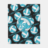 turkooisblauw wit Ik hou van volleybal girly Fleece Deken (Voorkant)