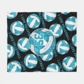 turkooisblauw wit Ik hou van volleybal girly Fleece Deken (Voorkant (Horizontaal))
