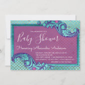 Turkooisblauwe en paarse zeemeerminnen schubben ba kaart (Voorkant)