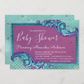 Turkooisblauwe en paarse zeemeerminnen schubben ba kaart (Voorkant / Achterkant)