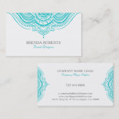 Turkooisblauwe paisley kant mandala visitekaartje (Voorkant / Achterkant)