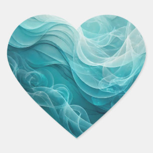 Turkooisblauwe Zee Lucht Wervelende Droom Hart Sticker