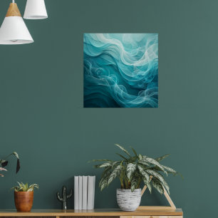 Turkooisblauwe Zee Lucht Wervelende Droom Poster