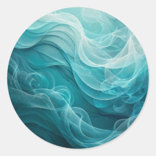 Turkooisblauwe zee lucht wervelende droom ronde sticker
