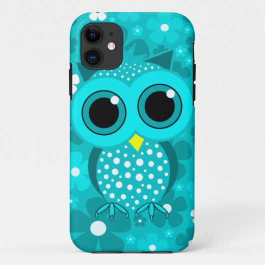 turkooisbloemen en schattige uil Case-Mate iPhone case (Achterkant)