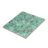 Turkooisbloemen keramische tegel tegeltje (Zijkant)