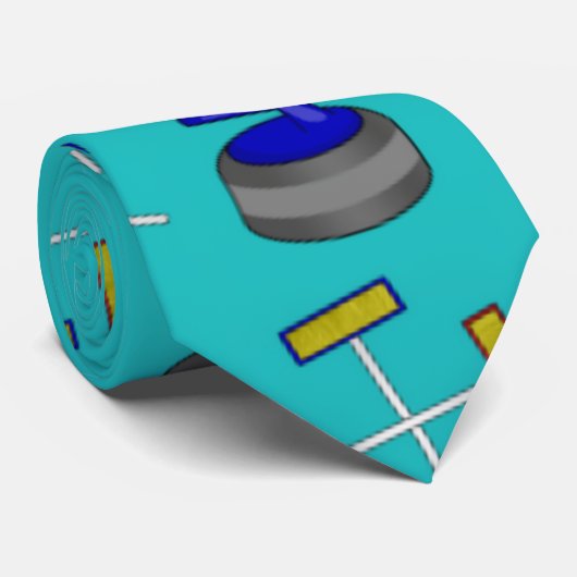 turkooiscursief patroon stropdas (Opgerold)